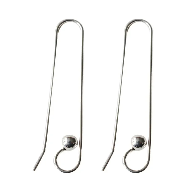 Solidny haczyk na ucho ze srebra próby 925, duży srebrny haczyk na kolczyki z koralikiem stoperowym 3,8 mm, elementy biżuterii DIY