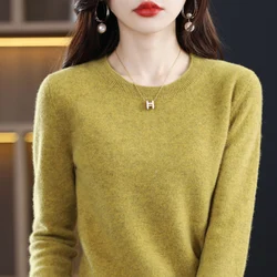 Autumn and winter new cashmere sweater 100% pure wool ladies O-neck knit pullover fashion loose warm bottoming shirt top