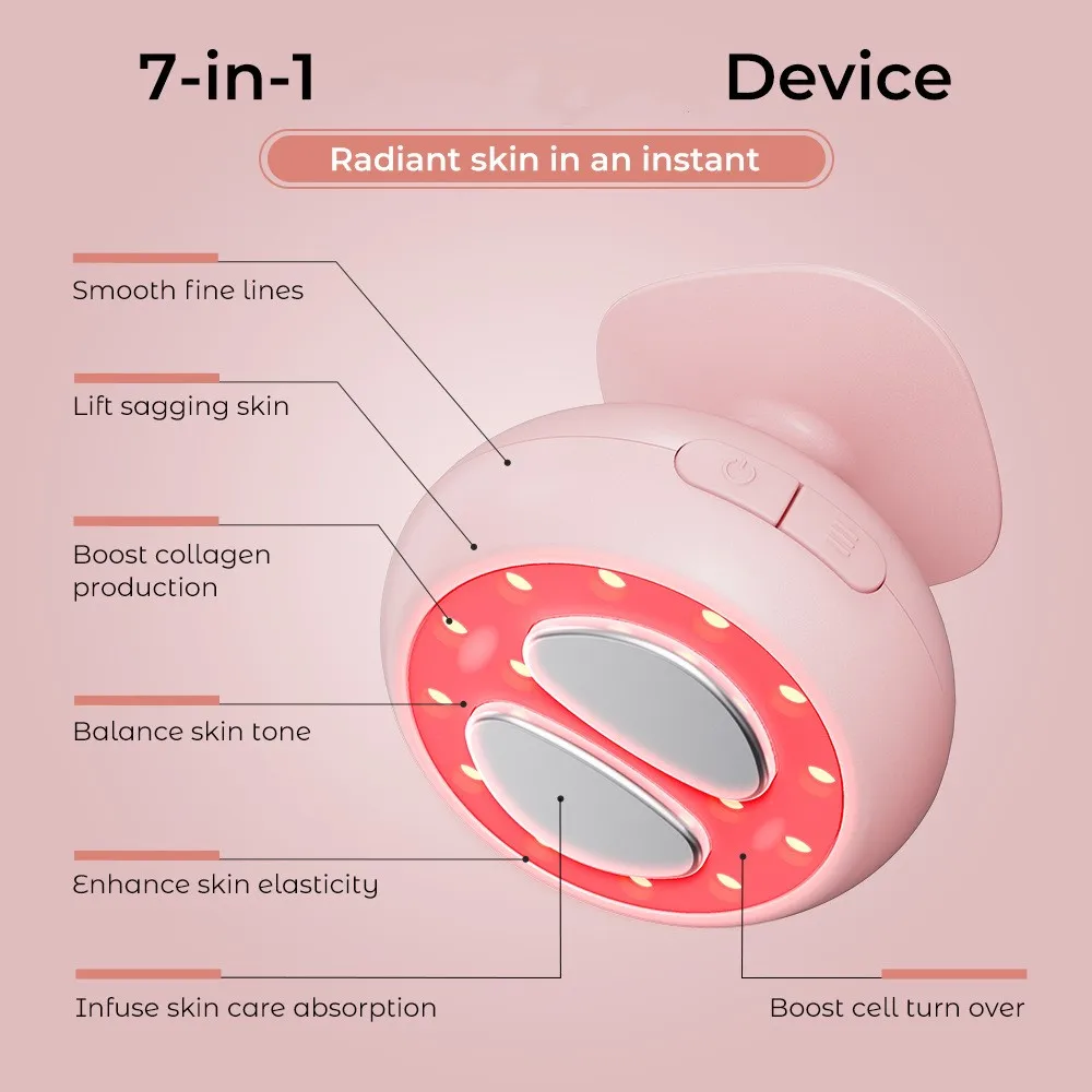 Urządzenie kosmetyczne LED 7w1 do twarzy i szyi, lifting, ujędrnianie, masaż.