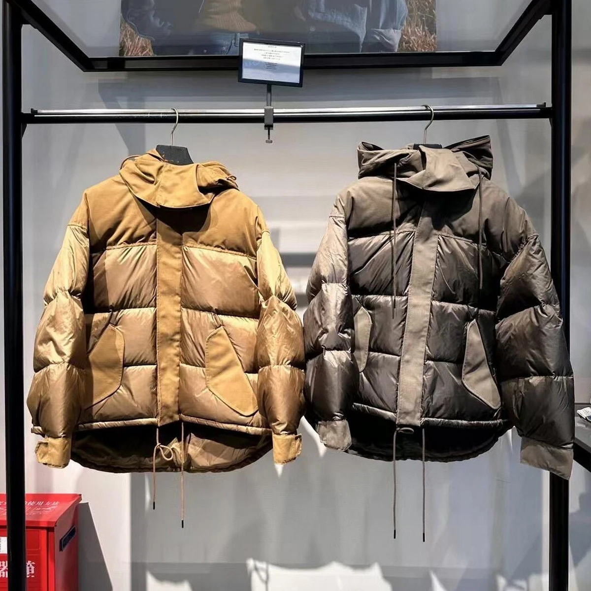 Warmth Seeker Little Sun Winter Aosphere 90 White Du down Patchwork Afneembare capuchon Jaet Faion-jas voor dames