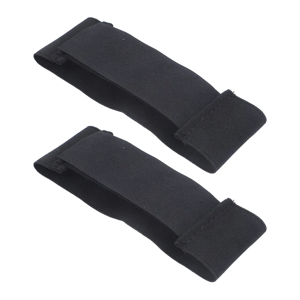 

2 Pcs Belt Headrest Hockey Leg Straps Skate Guards Shin Pads Elastic Band Black Polyester