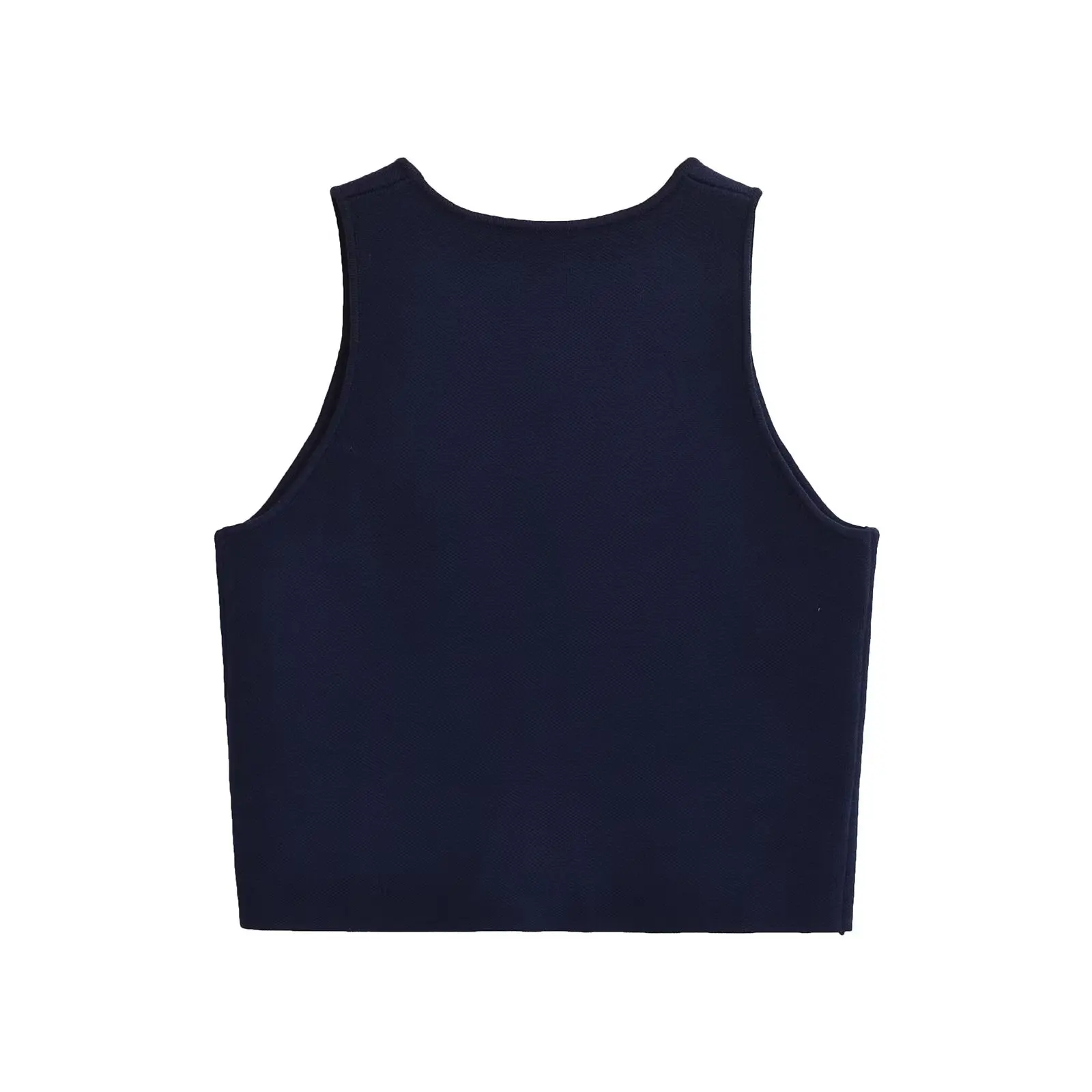 Dave&Di Nordic Minimalist Knitted Vest Women Tops Summer Tank Tops Single Breasted T-shirt Women