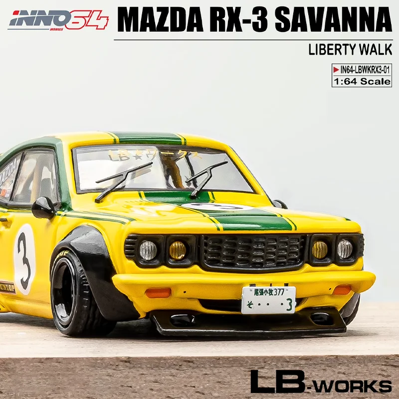 Inno 1/64 Mazda Rx3 Savanne Liberty Walk Legering Motorvoertuig Diecast Metalen Model Geschenken