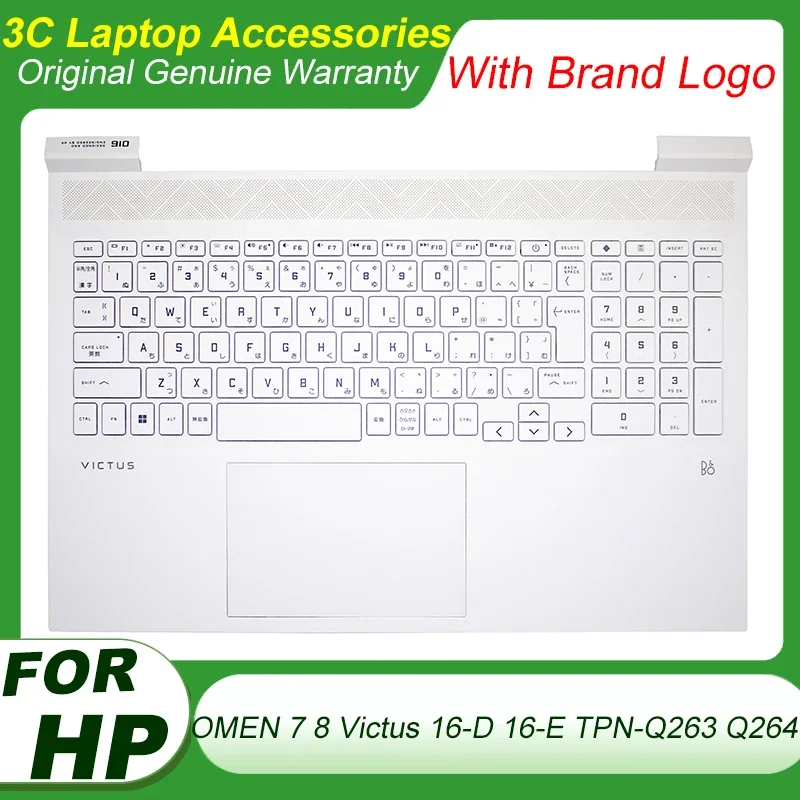 Original New Japanese Keyboard for HP OMEN 7 8 Victus 16-D 16-E TPN-Q263 TPN-Q264 Laptop Palmrest Upper Cover Top Case White