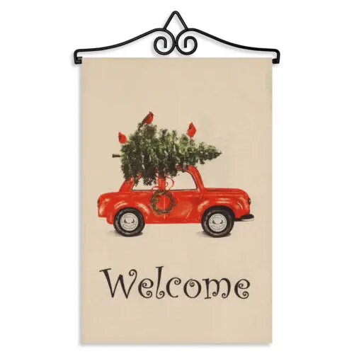 Hanger 14IN & Garden Flag Xmas Tree on Car 12x18IN Printed DS Blockout Fabric