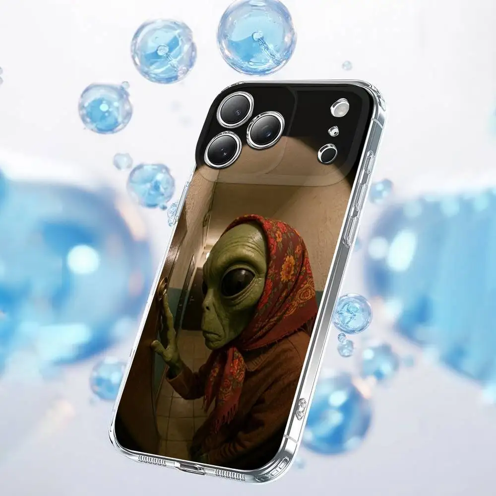 Engraçado espaço ufo alienígena coisa caso de telefone para iphone 17,16,15,14,13,12,11 plus, pro, max, plus, e, se4, ar, mini transparente