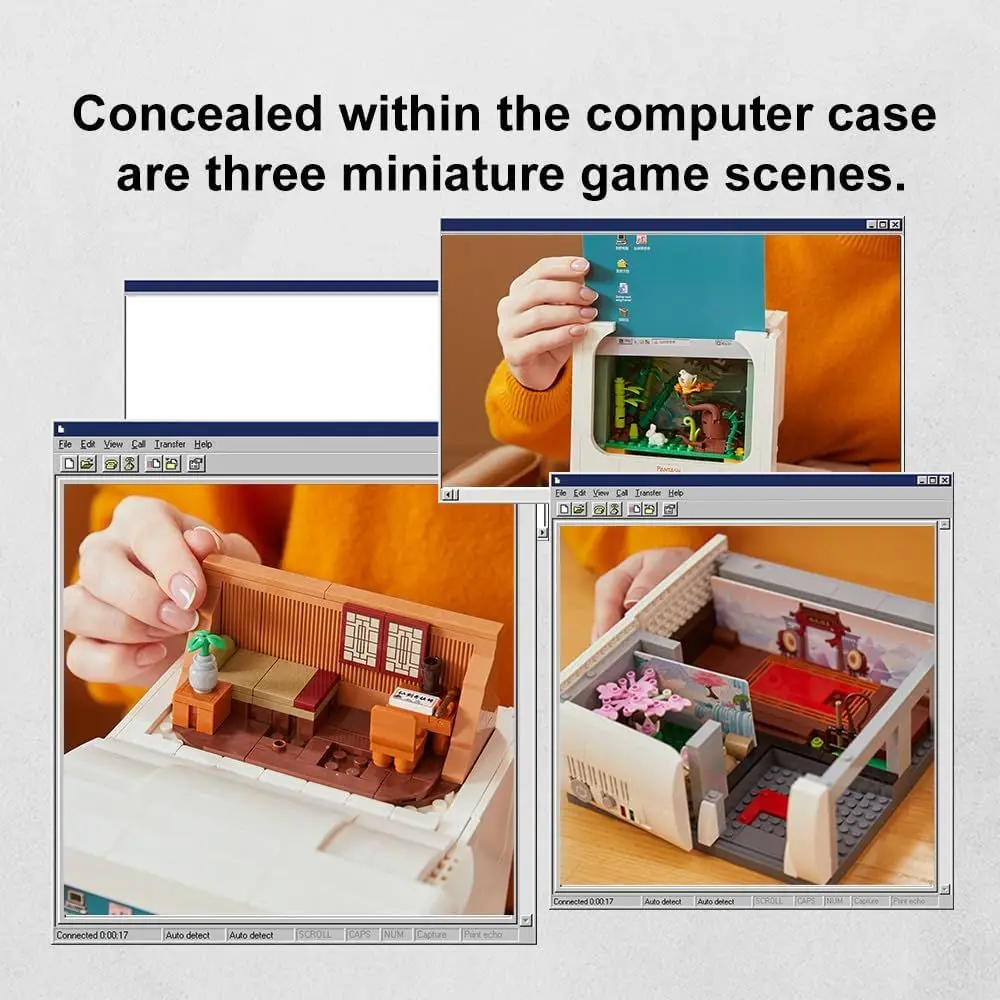 ชุดประกอบคอมพิวเตอร์ย้อนยุค: บล็อกประกอบคอมพิวเตอร์วินเทจสำหรับผู้ใหญ่ ชุดประกอบคอมพิวเตอร์ตั้งโต๊ะสำหรับนักสะสม เหมาะสำหรับตั้งโชว์ที่บ้านหรือ