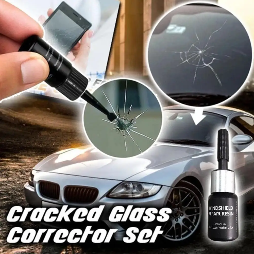 Car Windshield Windscreen Glass Repair Kit Auto Glass Repair Fluid for Glass Scratch, Chips, Cracks, Star-Shaped Repair C3S9