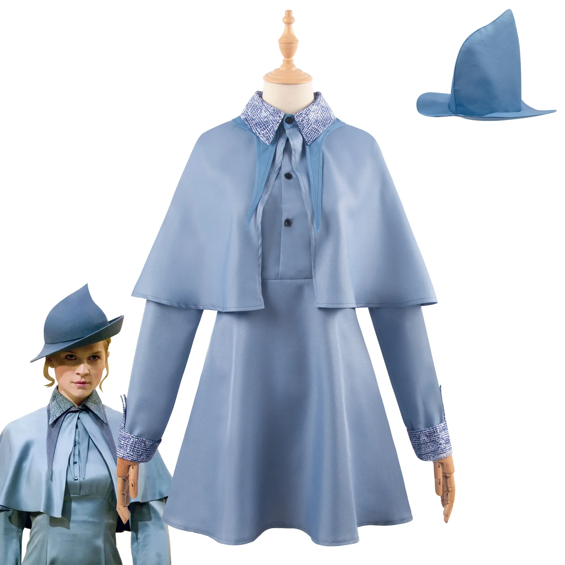 Costume Cosplay de Fleur Isabelle Delacour pour Enfant et Adulte, Uniforme Sвde l'École des Bol, Robe Trempée, Anime Halloween,