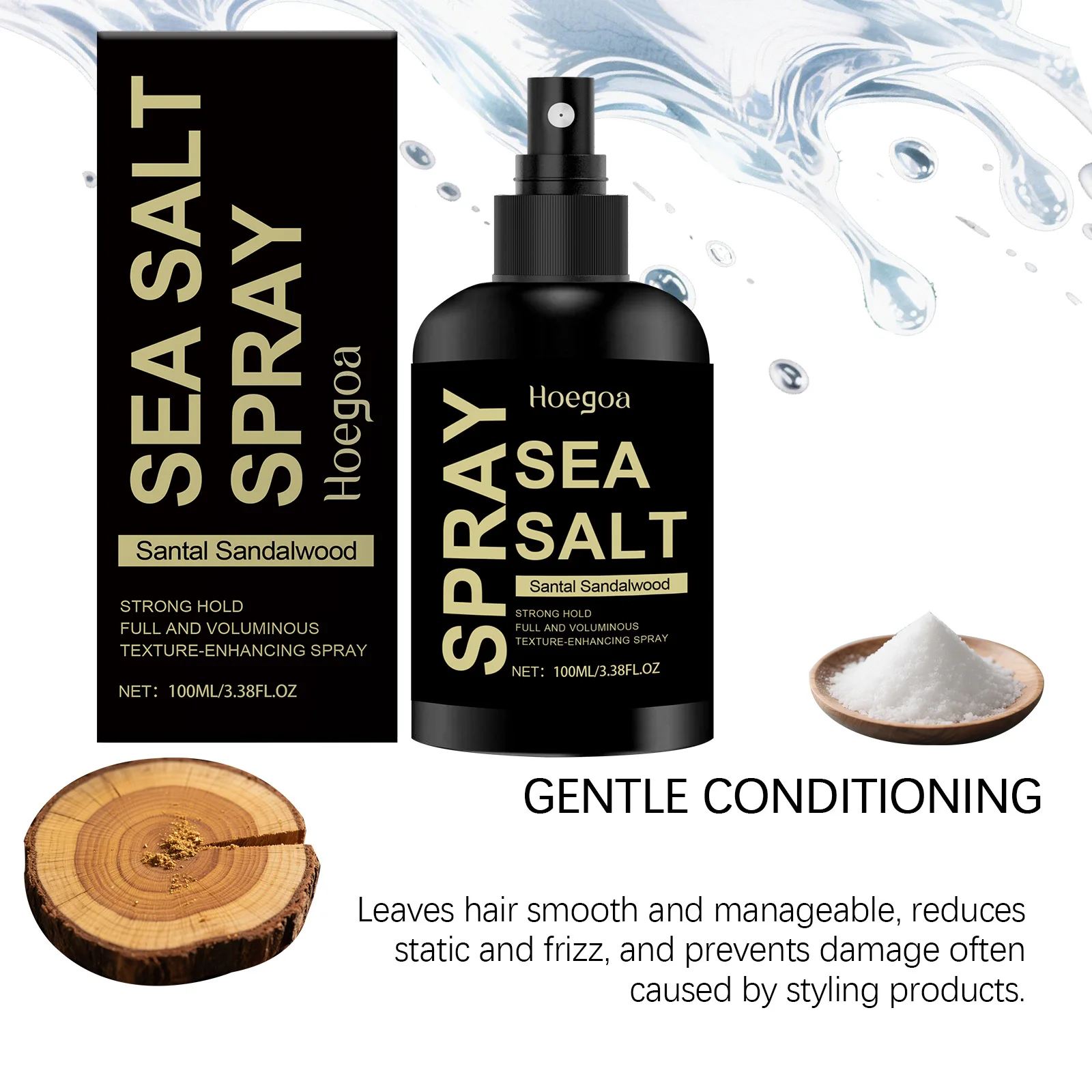 Hoegoa Sea Salt Hair Styling Spray Strong Hold Root Lasting Volume Mattifying Fluffy Absorbs Grease For Women Hair Shaping Spray