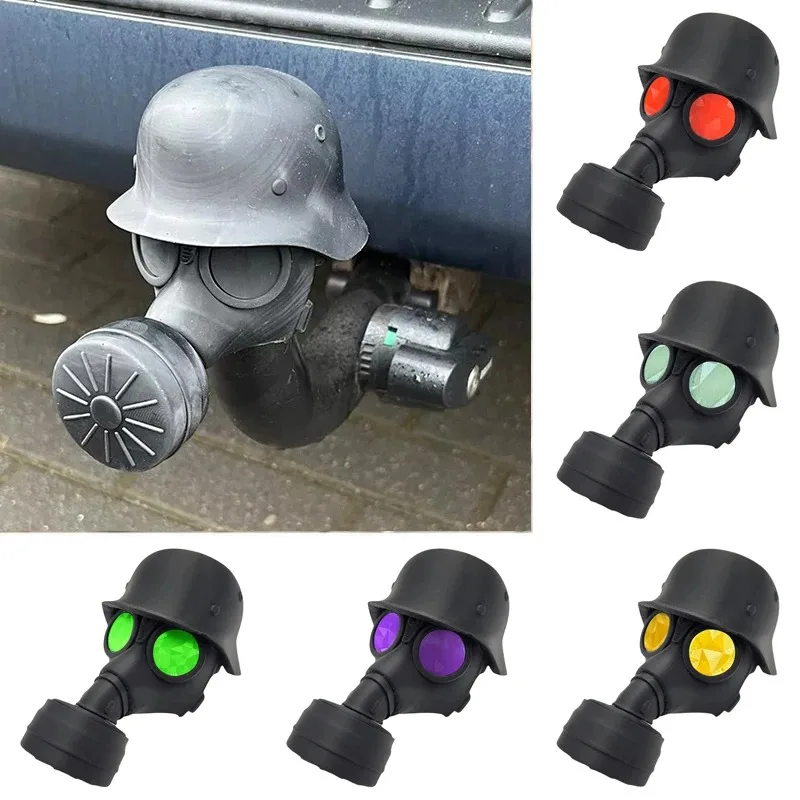 Trailer Hitch Cover With Steel Helmet And Gas Mask 3D Printed Trailer Hitch Ball Cover Prevent Receiver Tube From Rusting