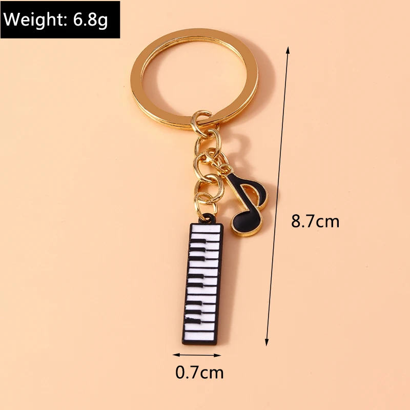 Cute Enamel Mini Piano Keychain Simulation Musical Instruments Key Ring Pendants Women Girls Handbag Decor DIY Jewelry Gift – Detail 5