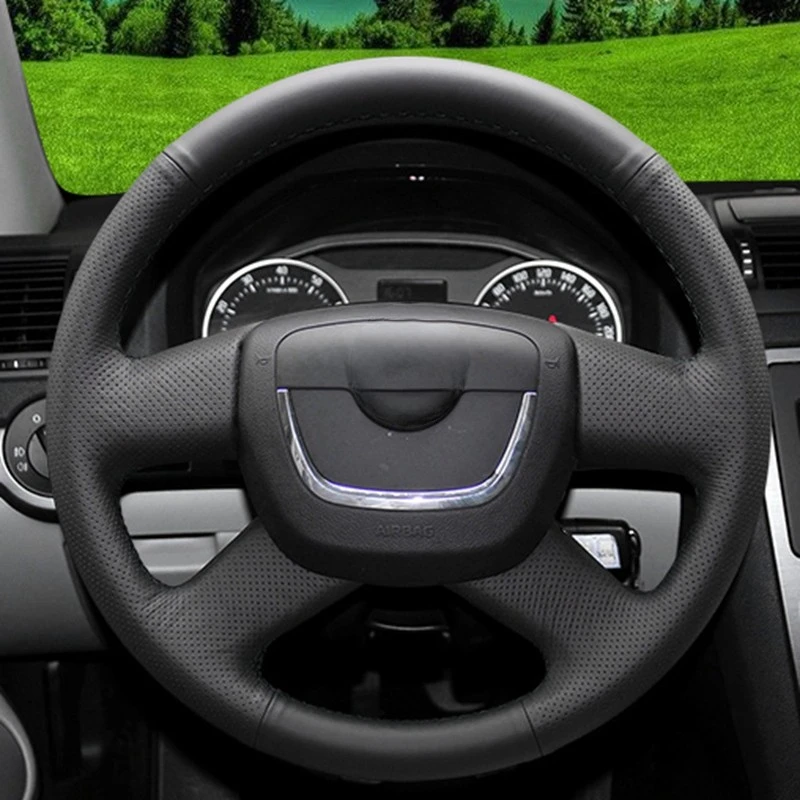 Artificial Leather Black  Car Steering Wheel Cover for Skoda Octavia Superb 2012 Yeti 2009-2013 Fabia Skoda Octavia a5 2012 2013