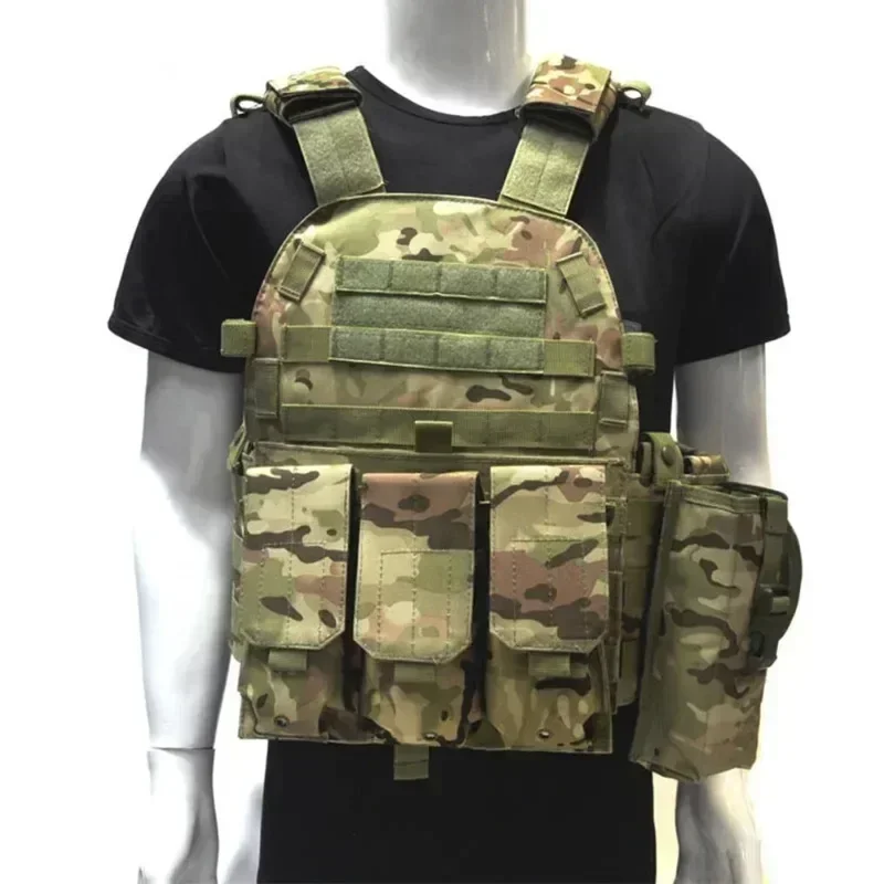 Gilet tattico in Nylon Body Armor Hunting Carrier accessori softair bambini Combat MOLLE Camo Vest Outdoor CS Hunting