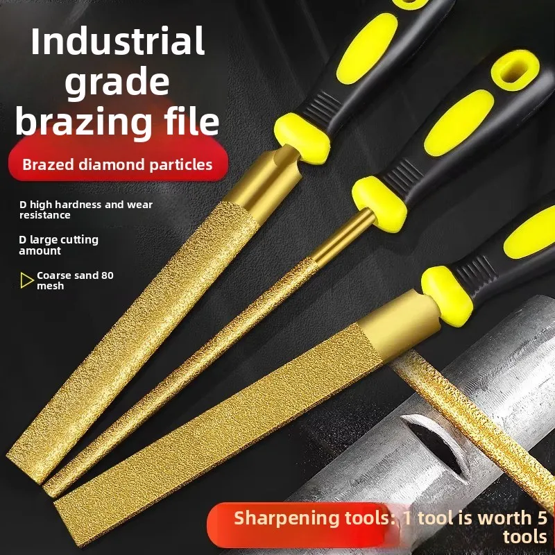 Brazed Diamond File Flat Semi-Circular 6-Inch 10-Inch 12-Inch Jade Metal Rust Removal Stone Grinding 8-Inch