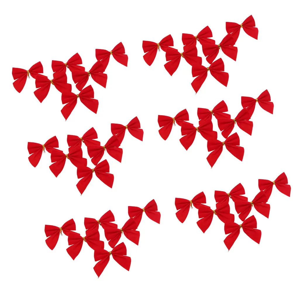 

96 PCS Decorations Small Bow Pendant Christmas Tree Ornament Present Curly Xmas