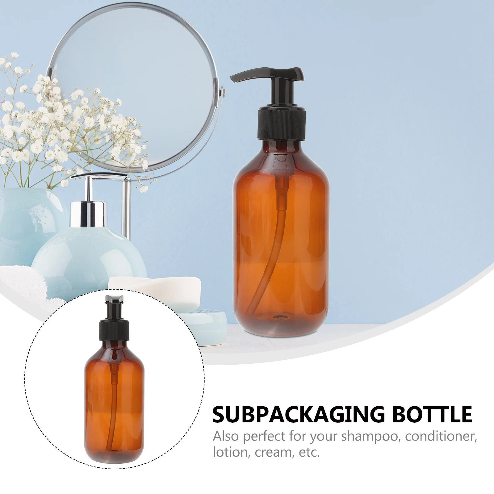 

5 Pcs Shampoo Bottle Travel Toiletries Containers Emulsion Pump Lotion Empty Refillable Reusable Portable Plastic