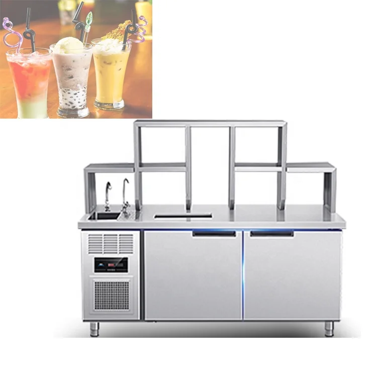 Full set of equipment for milk tea shop, water bar workbench beverage operation table boba station