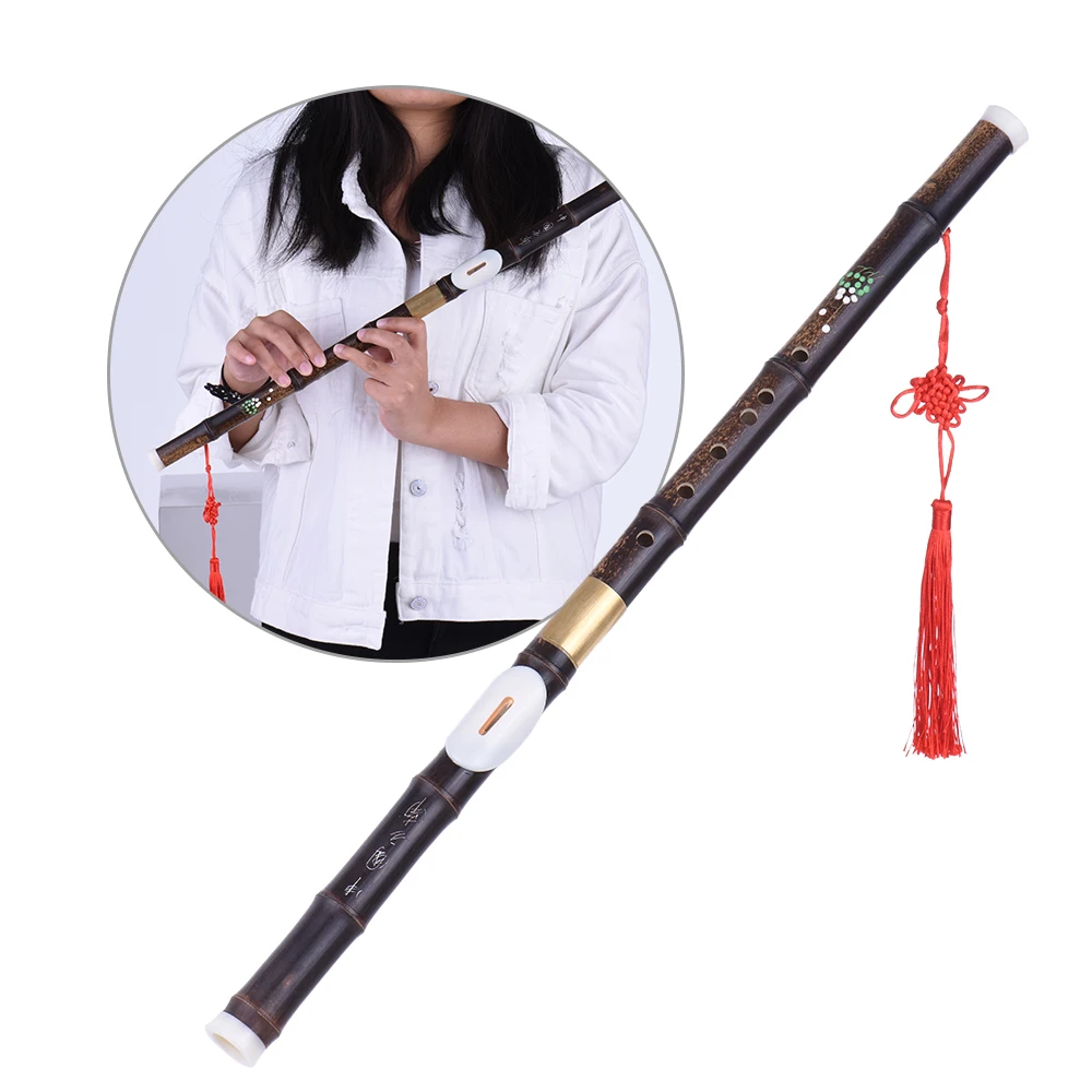 

Black Bamboo Transverse Bawu Flute G Key 2 Sections with Alloy Reed