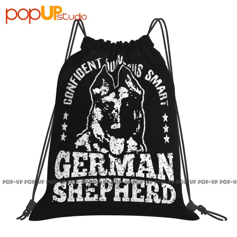 German Shepherd Dog Confident Courageous Smart Alsatian Dog Drawstring Bags Gym Bag Creative Bags For Travel