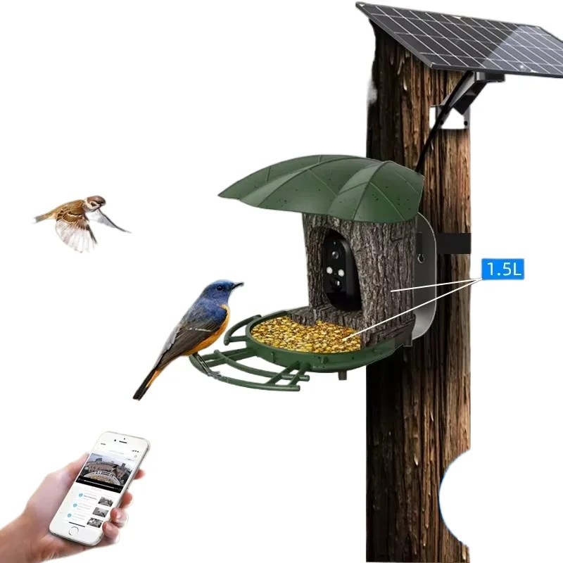 

Solar Cell AI Smart Bird Feeder with AI Recognition 1296p HD Real-Time Video Automatic Bird Identification