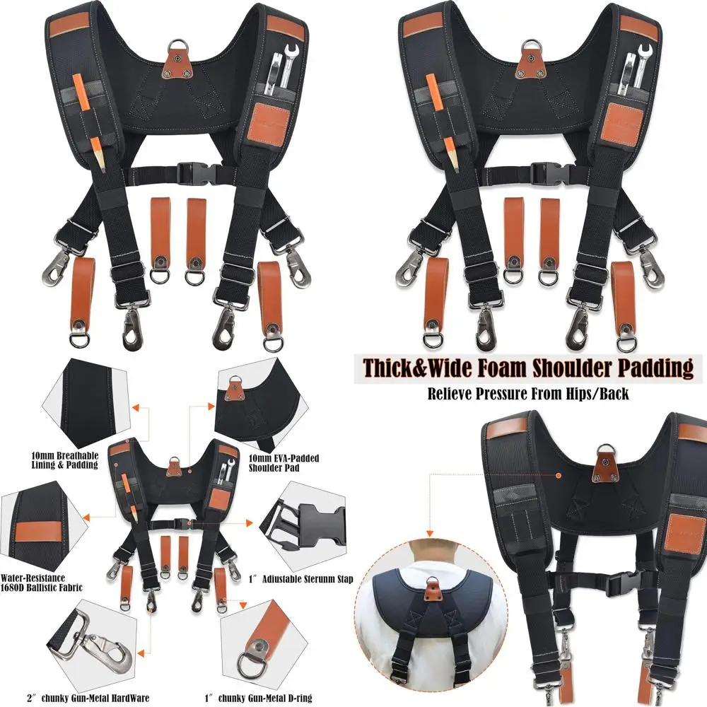 

Premium Leather Tool Belt with Suspenders for Carpenters and Construction Workers