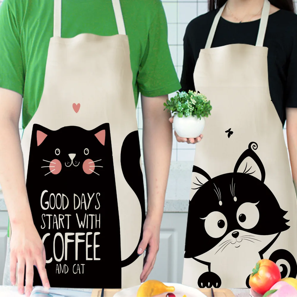 Cartoon cute cat apron aprons for woman apron dress baking accessories cute apron apron for men apron kids apron kitchen linen