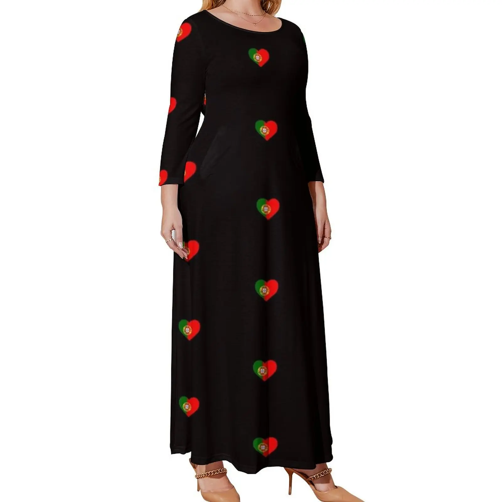 

Portuguese Flag Heart Long Sleeved Dress dress for woman summer dresses for women 2024