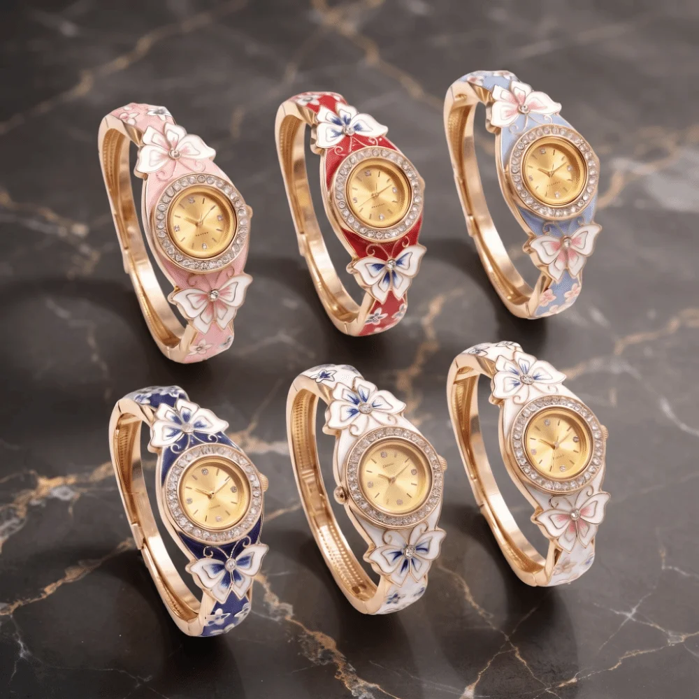 Butterfly Enamel Butterfly Enamel Bracelet Watch Hollow Bracelet Fashionable Bracelet Watch Stylish Luxurious Enamel Watch