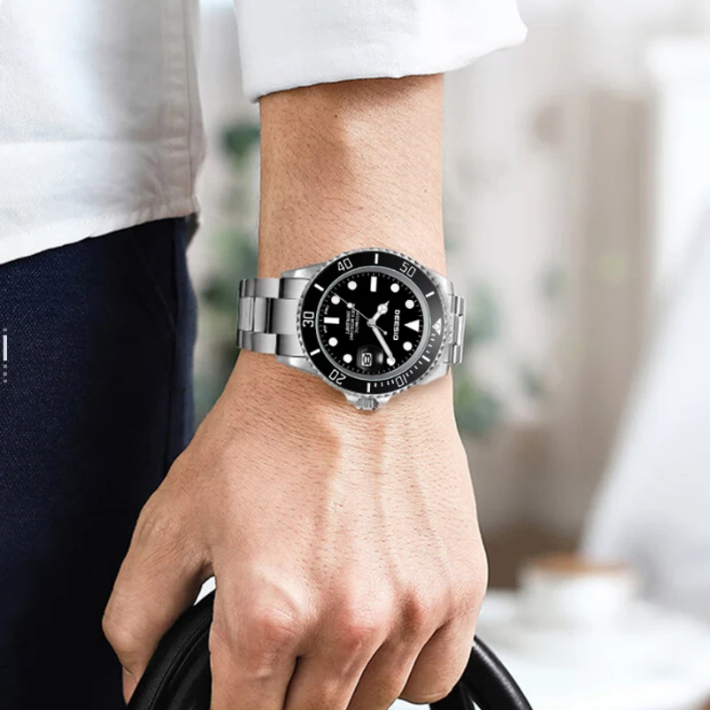 Deesio Men's Watch Luxury Classic Blackwater God Series Automatic Clockwork Waterproof Calendar Mechanical Movement Wristwatch