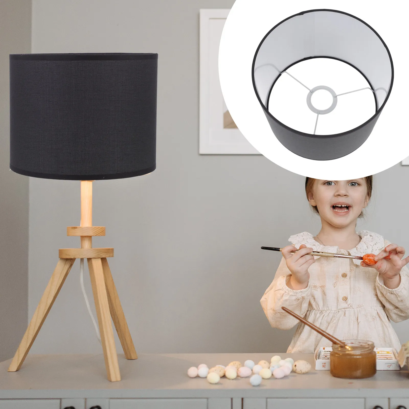 

1 шт. льняной тканевый абажур премиум-класса, устойчивый светоотражающий чехол для домашнего декора, спальни, гостиной, современный цилиндрический абажур