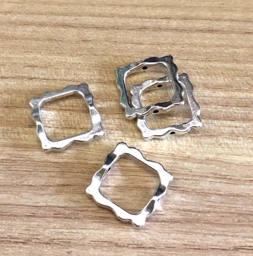 30pcs  15*15mm, hole 1.3mm  Hollow square spacer beads Zinc alloy metal  HW3286