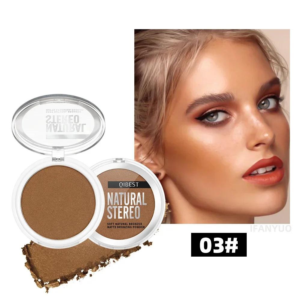 Heallor 3 Color Matte Contouring Bronzer Powder Natural Easy To Blend Highlighter Contour Palette Enhance Face Complexion Cosmet