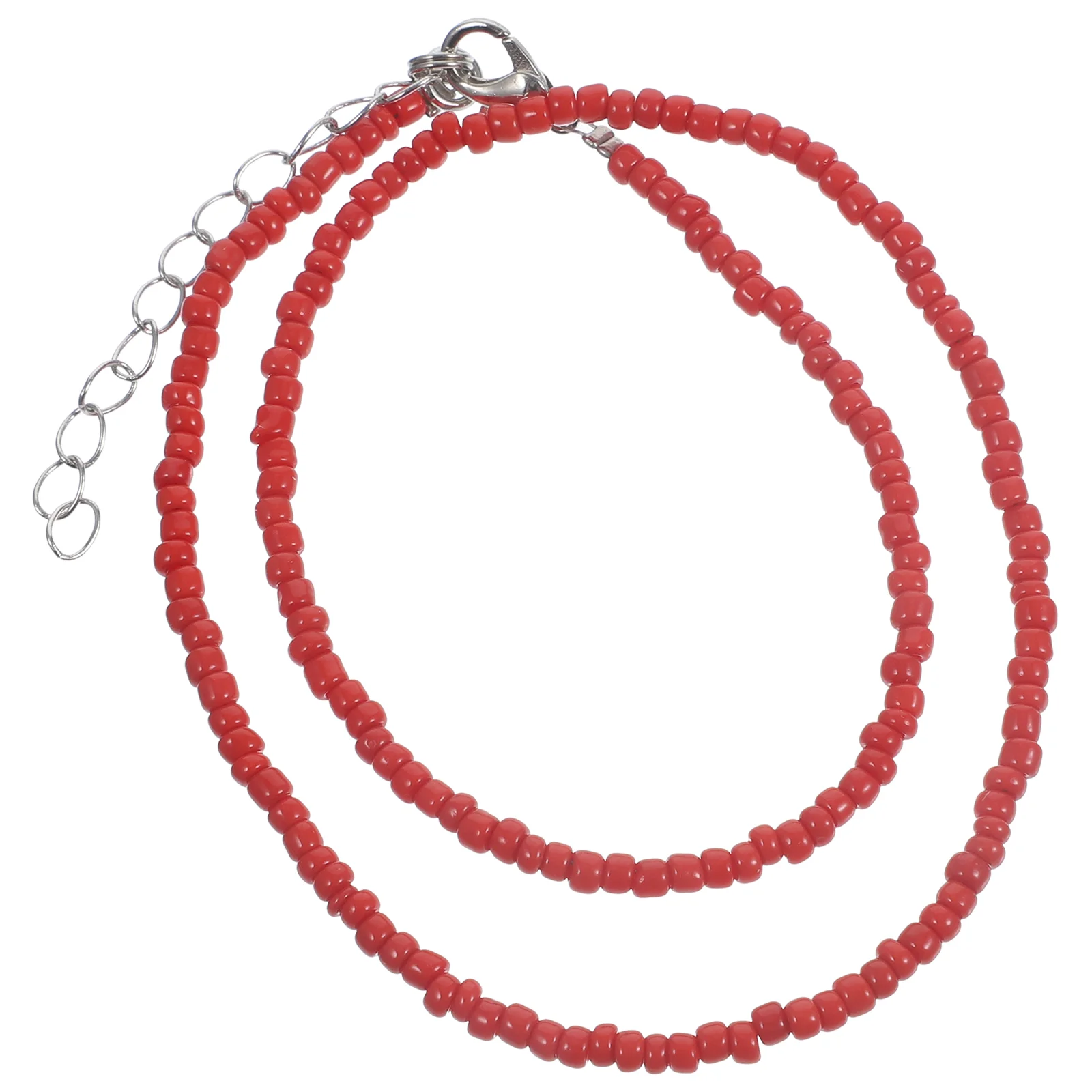 

1Pc Individual Character Beaded Single - Layer Necklace Simple Color Rice Bead Necklace (Red) woman necklace