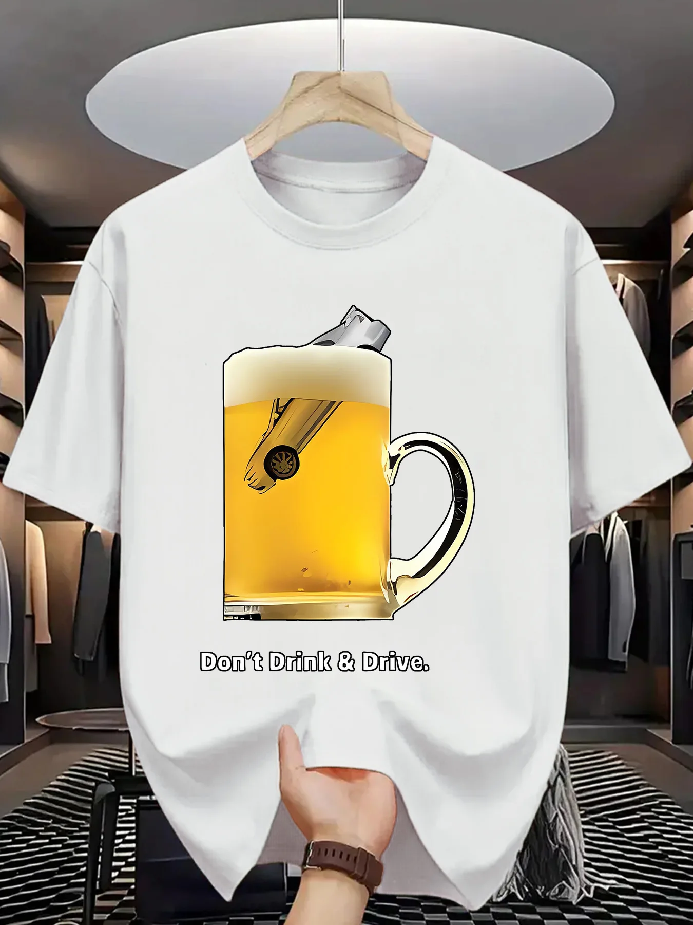 Front Letter Pattern Printed Round Neck Short Sleeved T-Shirt Top Comfortable And Breathable Fabric, Casual Sports Style, Perfect for All-Season, Ideal for Birthday And Holiday Gifts