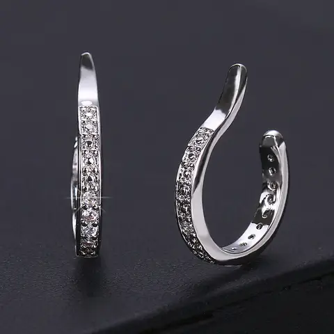 925 Sterling Silver Earrings For Women Vintage Tasteful Micro Pave Zircon Clip On Earring Luxury Ear Cuff Jewelry Party Gifts