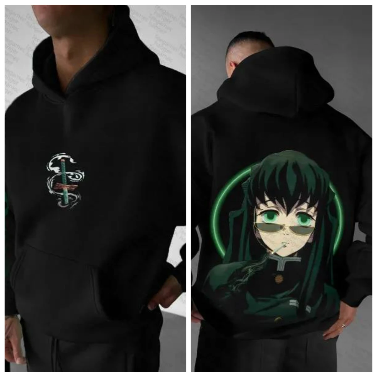 

Bandai Demon Slayer Anime Sweatshirt Men Autumn Winter Thickened Fleece Lining Loose Oversized Long Sleeve Street Casual Jacket