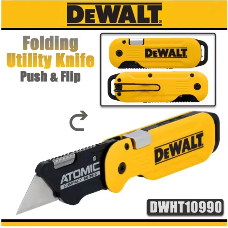 DEWALT Folding Utility Knife DWHT10990 - One-Handed Control, Quick-Change Blade, Professional Cutting Knife