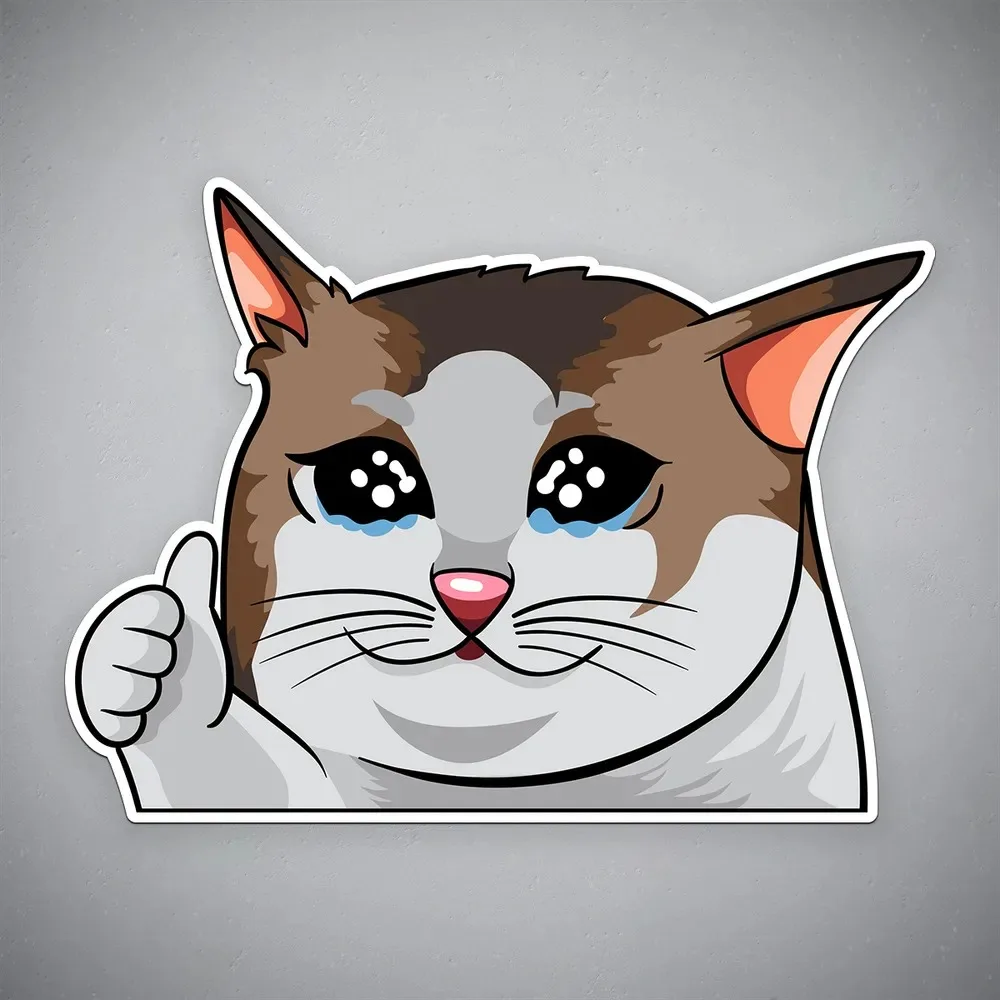 

Car sticker "Crying cat - meme"Occlusion Scratch Decal Accessories Car Laptop Wall Window Bumper Sticker Graphic Vinyl Bumpe