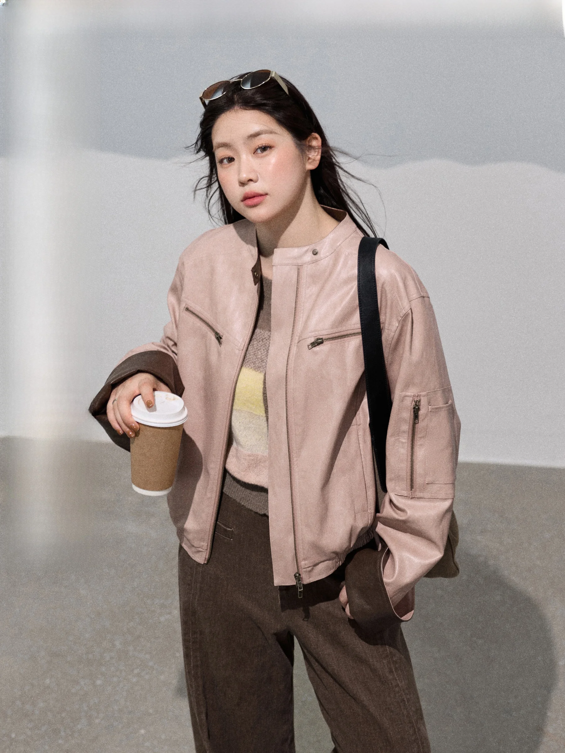 

Кожаная куртка JULULOOK Studio Decoding Personali Sweet Cool Sle Bold Color Block для женщин, большие размеры, короткая верхняя одежда