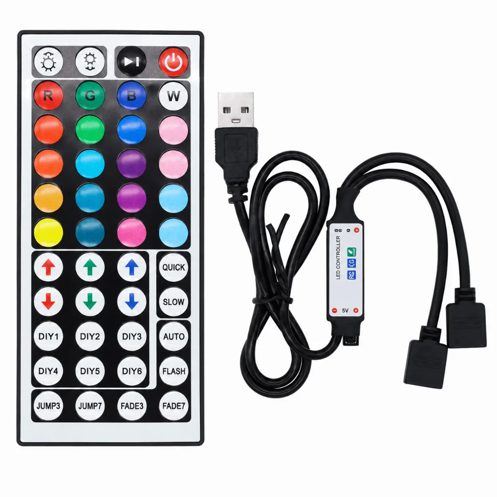 44 Keys IR Remote Control LED Strip Light Controller 4Pin Double Output Smart RGB Controller USB Bluetooth APP Controller