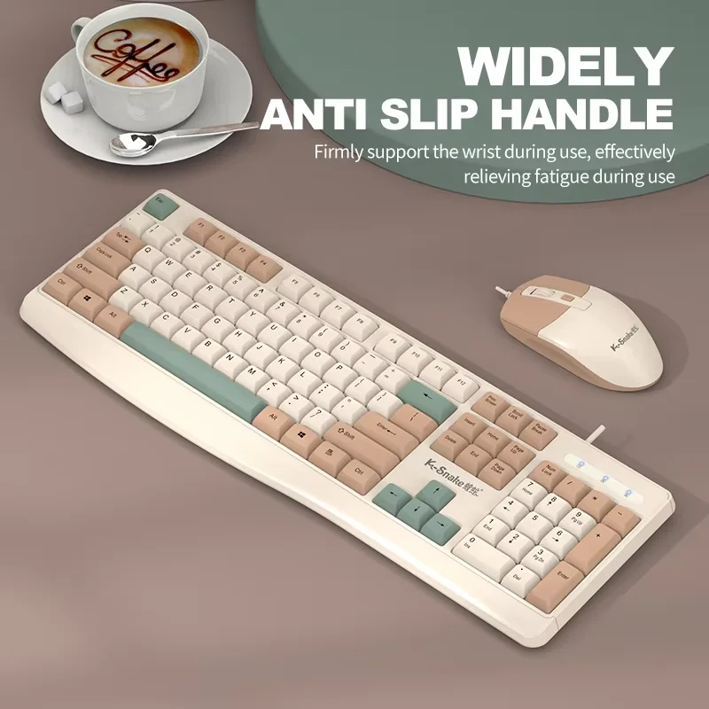 K-snake Gaming Keyboard with Mouse Wired Keyboard and Mouse Set USB Ergonomic Desktop Keyboard and Mouse Home Laptops Compute