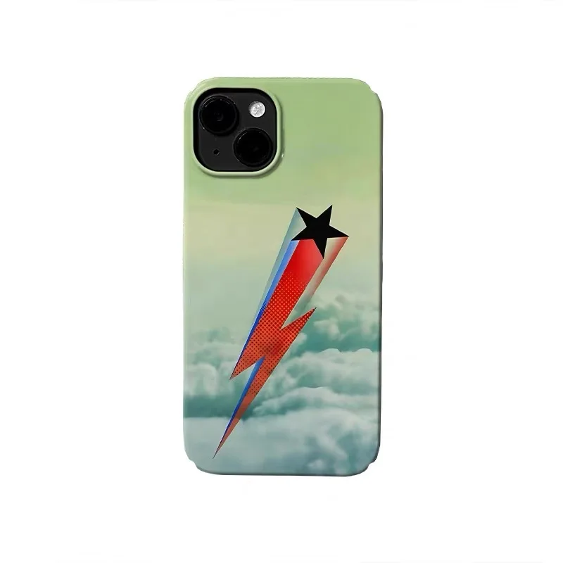 

Green Clouds Lightning Stars Phone Case for IPHONE 17 Air 16E 15 PROMAX 14 Plus 13 12 MINI 11 PRO 16Plus XR Acrylic Phone Cover