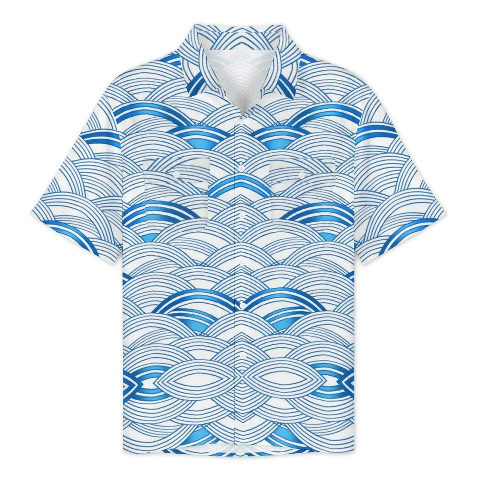 Ocean Waves Hawaiian Shirt For Male Beach Abstract Print Casual Shirts Short Sleeve Y2K Street Vintage Plus Size 6XL Blouses