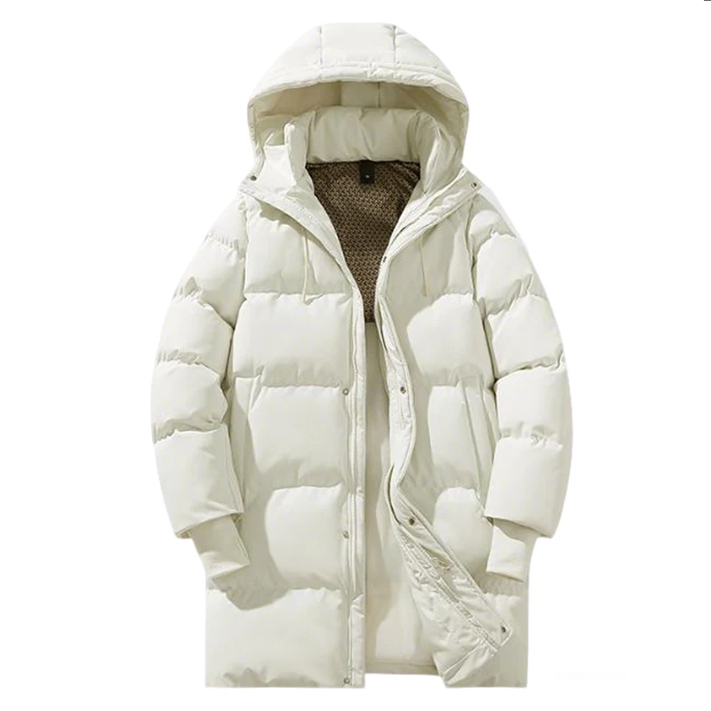 

Windproof Warm Long Puffer Jacket Thick Quilted Fabric Hooded Graphene Coat Drawstring Hood Winter Daily Outdoor Parka Jackets