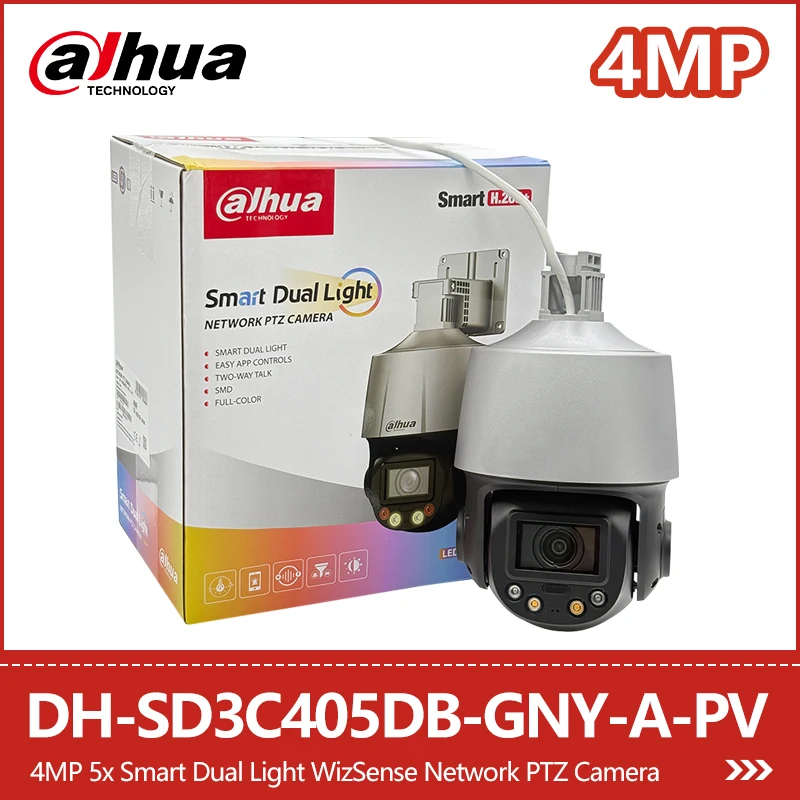 

Dahua 4MP 5x Smart Dual Light PTZ Camera DH-SD3C405DB-GNY-A-PV Human&Vehicle Detection Perimeter Protection Two-way Talk CCTV