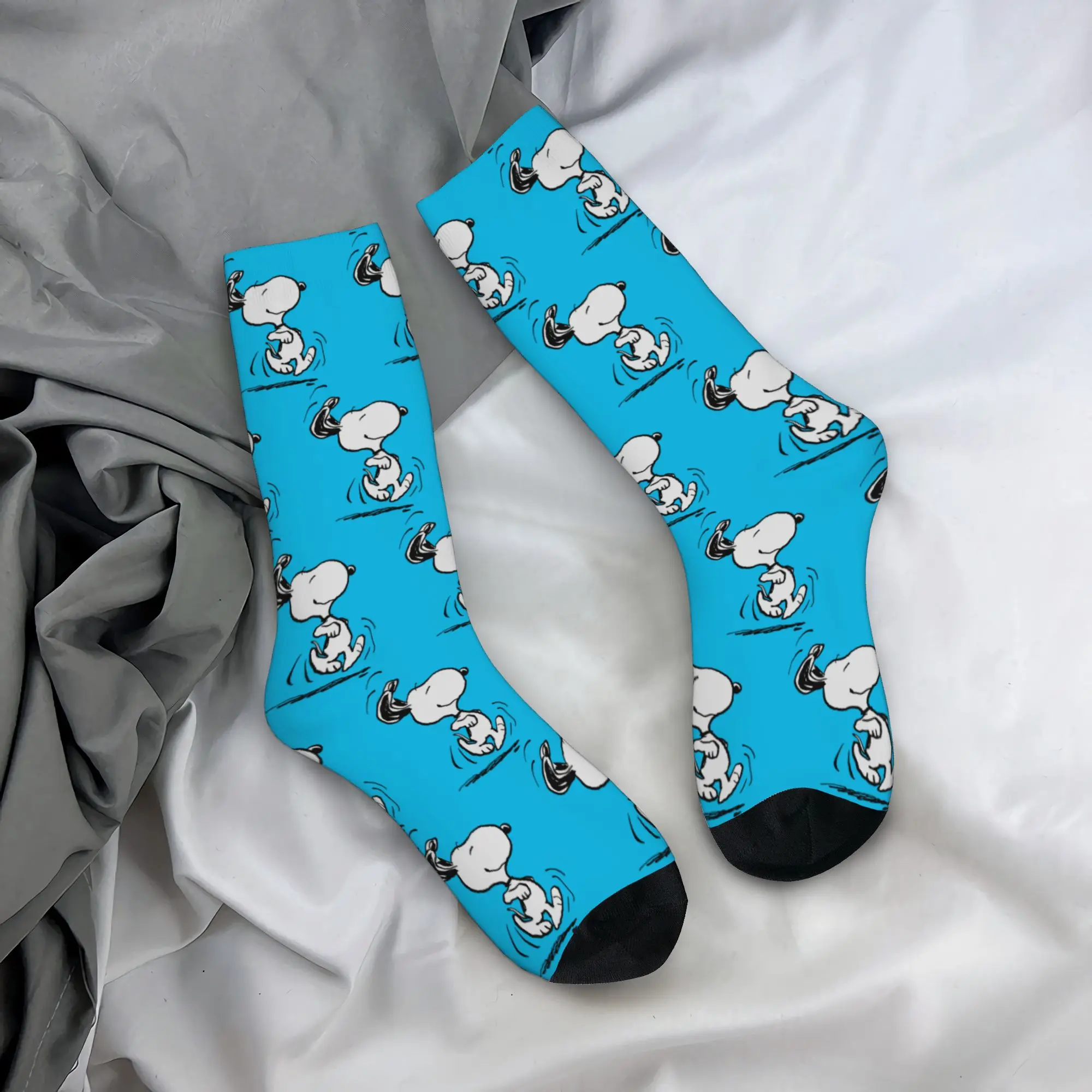 Calcetines de Baloncesto con Diseño Divertido de Snoopy Bailando, Calcetines de Tubo Medio de Poliéster con Dibujos Animados para Hombre y Mujer, Transpirables