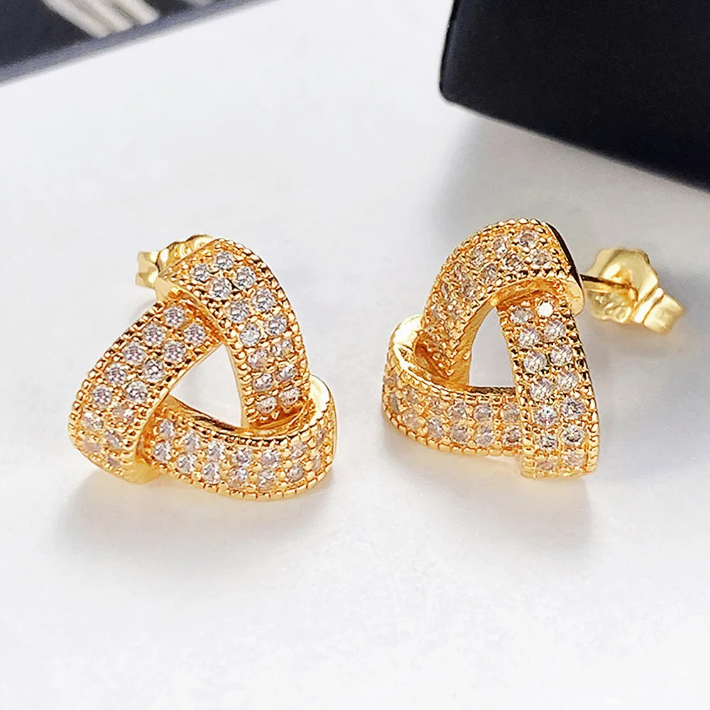 Huitan Fashion Contracted Damen-Ohrstecker in dreieckiger Form mit brillantem Zirkonia, 2022, neuer Trend, moderner Damenschmuck