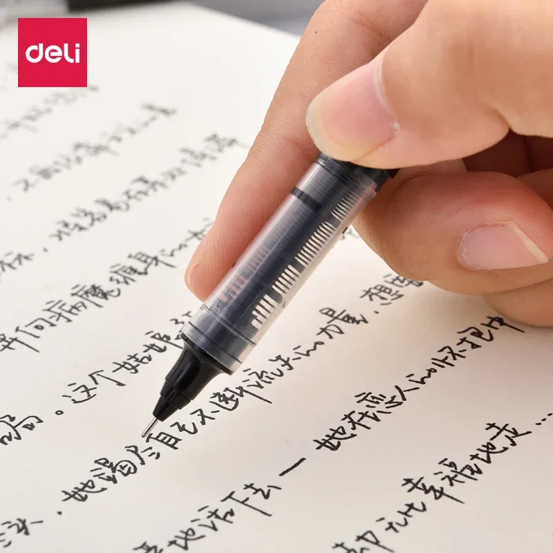 6/12PCS Direct-fluid-roller Pen 0.5mm S858 Large Black Capacity Gel Pen Signing Pen Kawaii Stationary Cat Pen