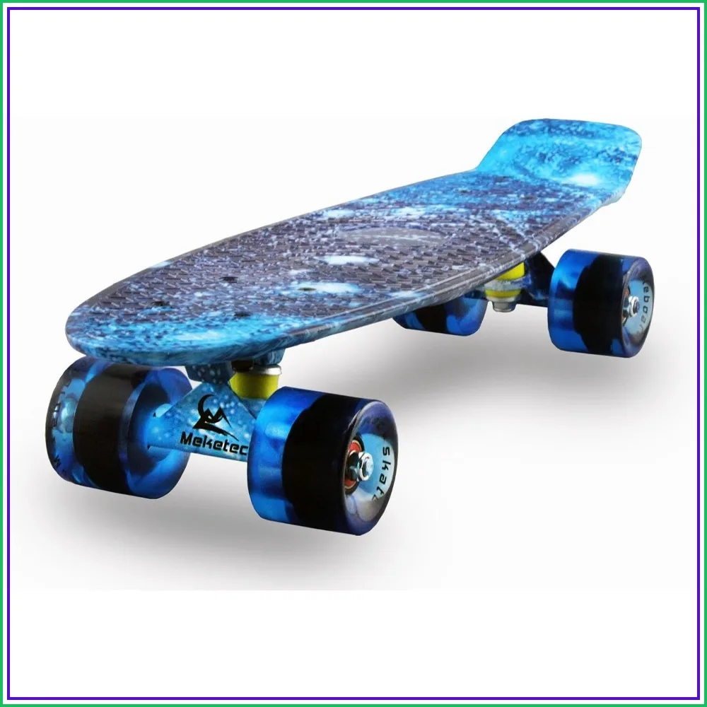 

22 Inch Mini Cruiser Skateboard Complete for Kids Beginners Retro Design